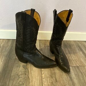 Rare Vintage Panhandle Slim Western Black Lizard Skin Cowboy Boot Men’s 9.5 E